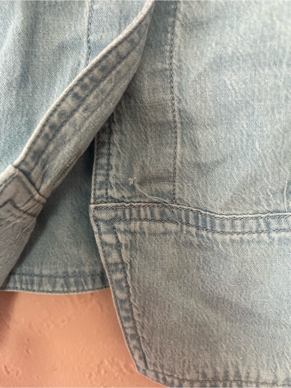 Madewell Light Blue Short-Sleeve Button Crop Top - Picture 4 of 9